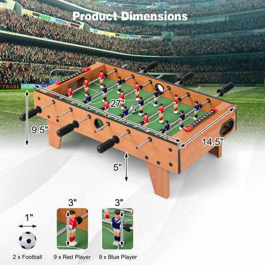 27" Foosball Table, Portable Tabletop Soccer Game