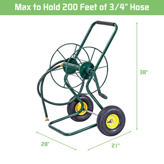 Garden Hose Reel Cart Water Hose Holder Steel Frame for Planting - GoplusUS