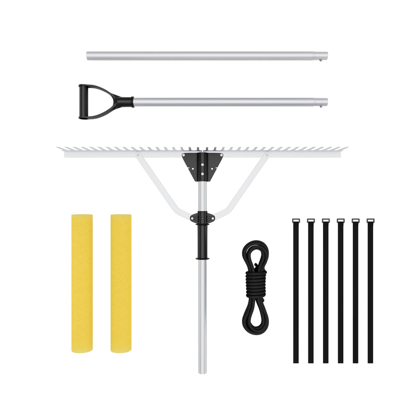 Floating Power Rakes Goplus 36 Inch Pond Rake, Floating Lake Weed Rake Aluminum Collapsible ...