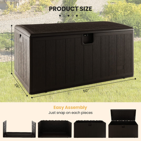 Goplus Outdoor Storage Box, 130 Gallon Waterproof Patio Storage Box with Lockable Lid, Hydraulic Support Rod for Pillows, Cushions, Toys