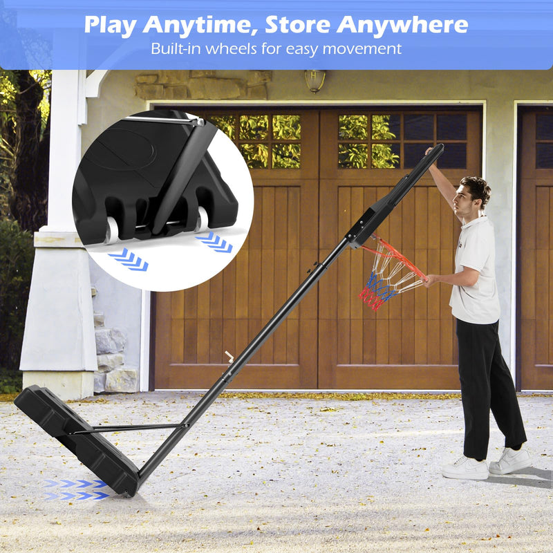 Load image into Gallery viewer, Goplus Basketball Hoop Outdoor, 7.4-10FT Quickly Height Adjustable Basketball Goal with 44 Inch Shatterproof PC Backboard
