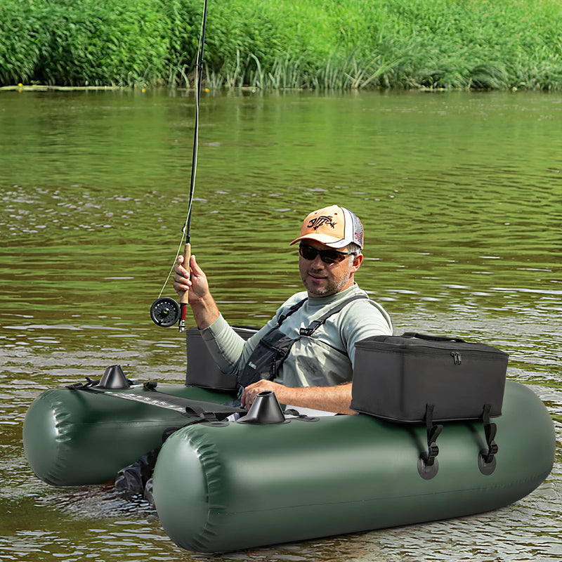 Load image into Gallery viewer, Goplus Inflatable Float Tube, Fishing Belly Boat with Fish Ruler, 2 Detachable Storage Bags, Pump, Carry Bag
