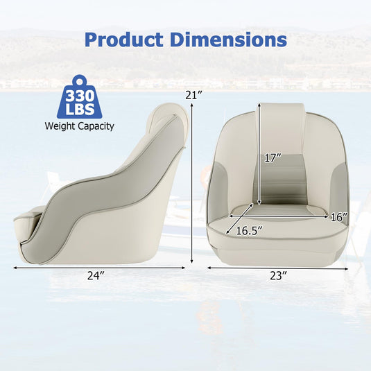 Goplus Captain Bucket Seat, Pontoon Boat Seats w/Waterproof PVC Leather & Thick Sponge Padding