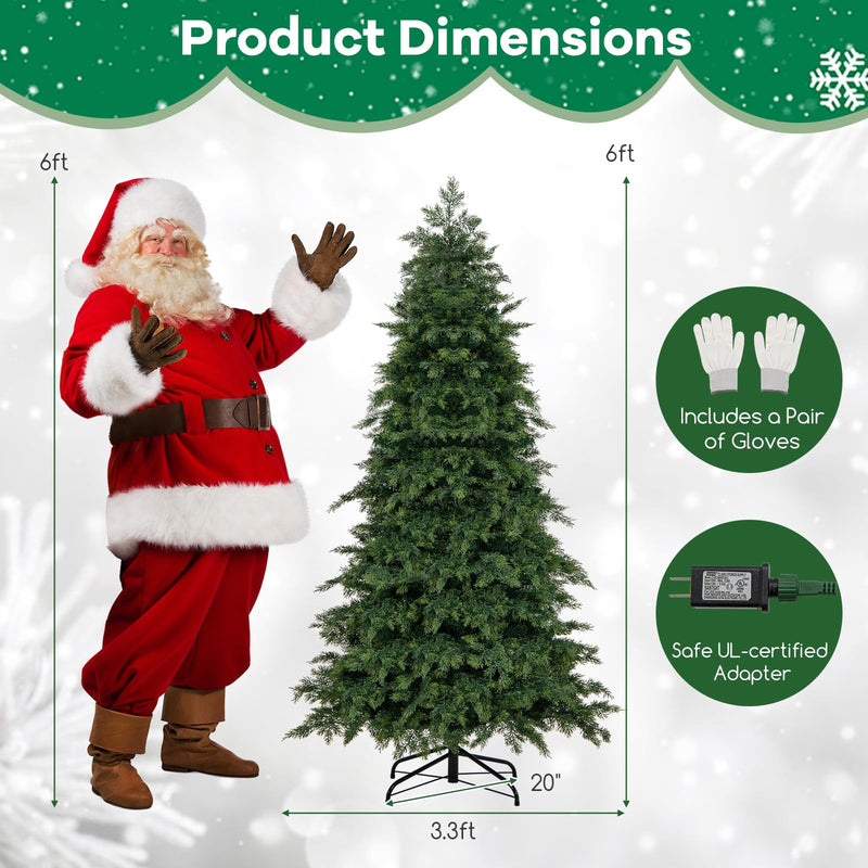 Load image into Gallery viewer, Goplus 6ft Pre-Lit Artificial Christmas Tree with 300 Multicolored &amp; Warm White LED Lights, 11 Modes, Remote Control, 721 PVC &amp; PE Tips
