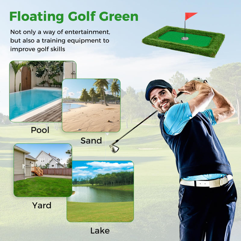 Load image into Gallery viewer, Goplus Floating Golf Green for Pool, Chipping Green Mat w/Hitting Mat, Golf Balls, Rectangle, 37.5&quot; x 25.5&quot;
