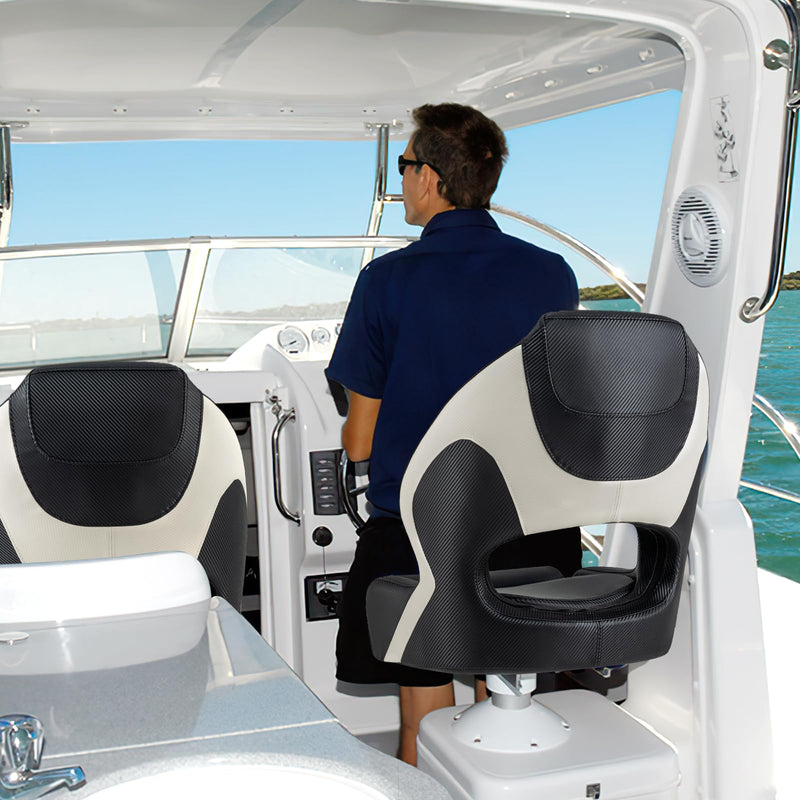 Load image into Gallery viewer, Goplus Sports Flip Up Boat Seat, Captain Bucket Seat w/Thick Sponge Bolster &amp; Waterproof PVC Leather Upholstery
