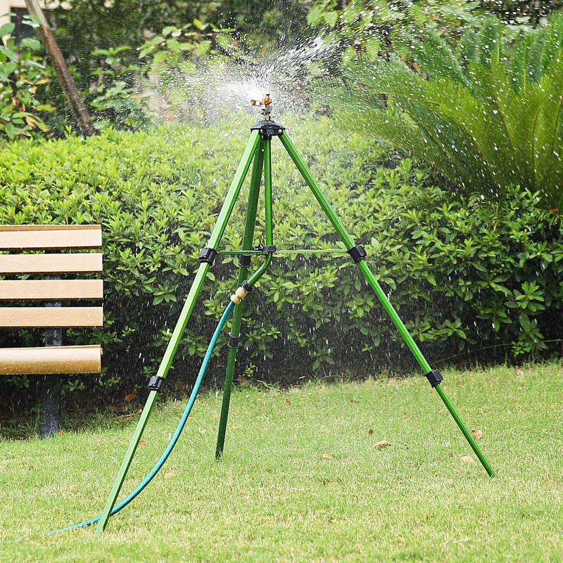 Load image into Gallery viewer, Goplus Tripod Sprinkler 2 Pack, Impact Sprinklers on Tripod Base with 360 Degree, 36-44.6FT Coverage Area, 17.5”-35” Height Adjustment
