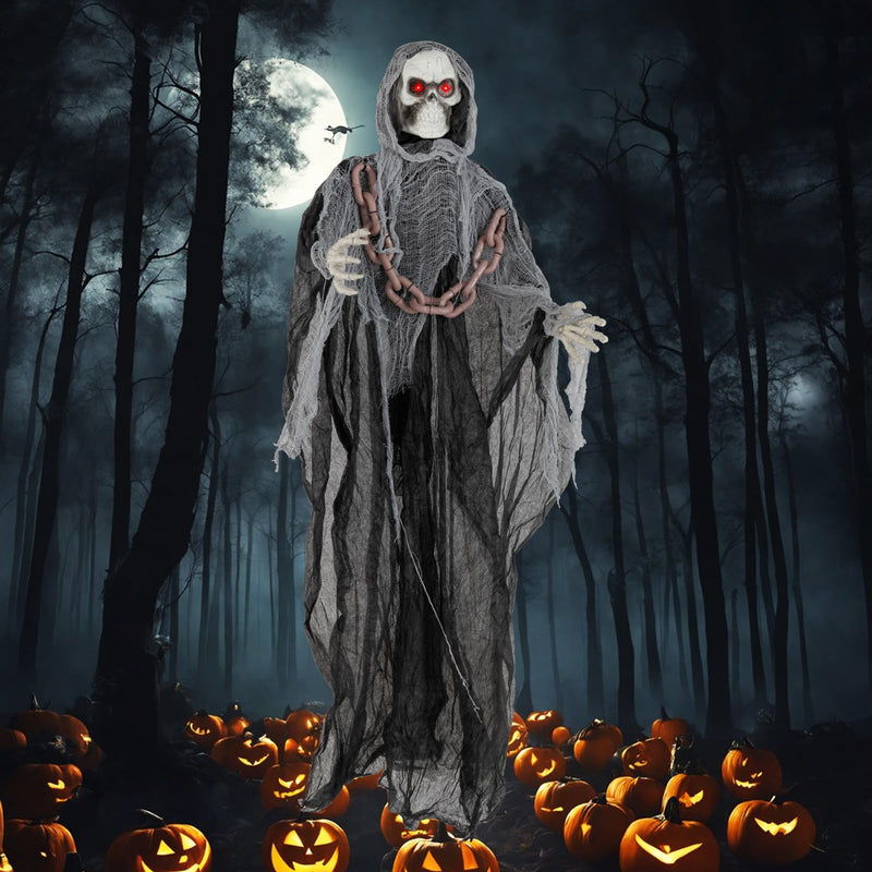 Load image into Gallery viewer, Goplus 6.4 FT Halloween Animatronic Standing Grim Reaper, Halloween Decoration with Chain
