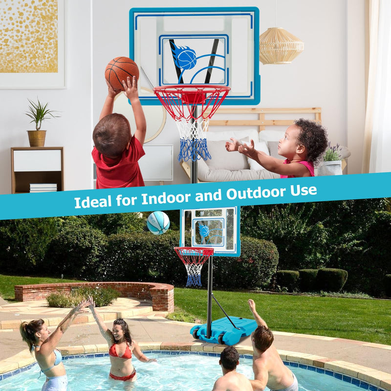 Load image into Gallery viewer, Goplus Basketball Hoop Outdoor, 3.8-4.4FT Height Adjustable Poolside Basketball Goal System
