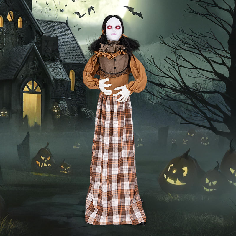 Load image into Gallery viewer, Goplus 5.8 FT Halloween Animatronics, Scary Woman with Pop Up Head, Animated Halloween Decoration
