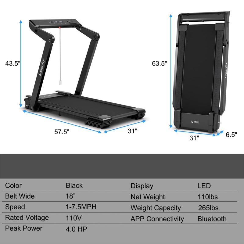 Load image into Gallery viewer, 4.0HP Heavy Duty Folding Treadmill, Electric Foldable Superfit Treadmill with LED Touch Screen
