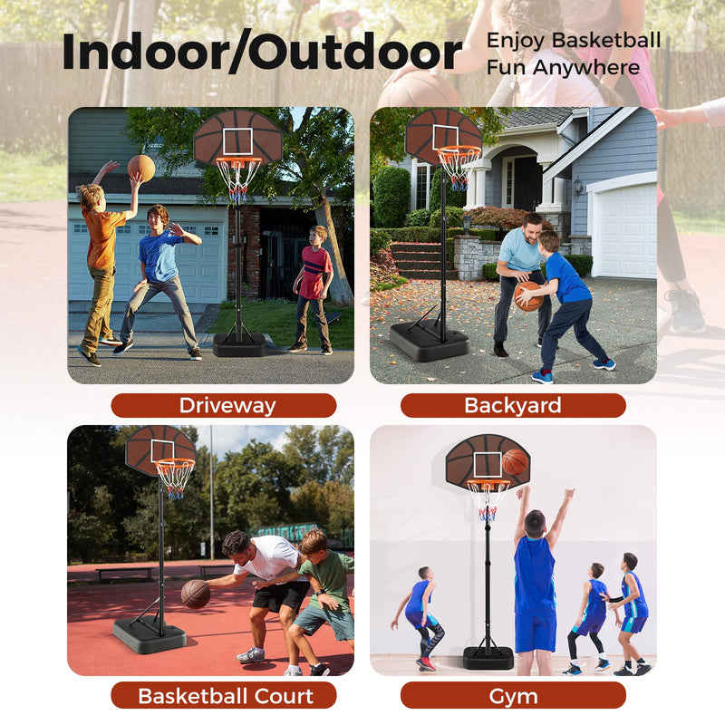 Load image into Gallery viewer, Goplus Portable Basketball Hoop Outdoor, 5.6-6.5 FT Height Adjustable Basketball Goal System with Shatterproof Backboard
