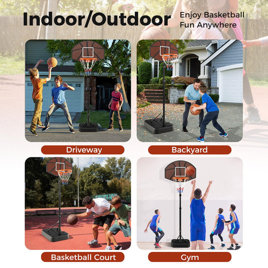 Goplus Portable Basketball Hoop Outdoor, 5.6-6.5 FT Height Adjustable Basketball Goal System with Shatterproof Backboard