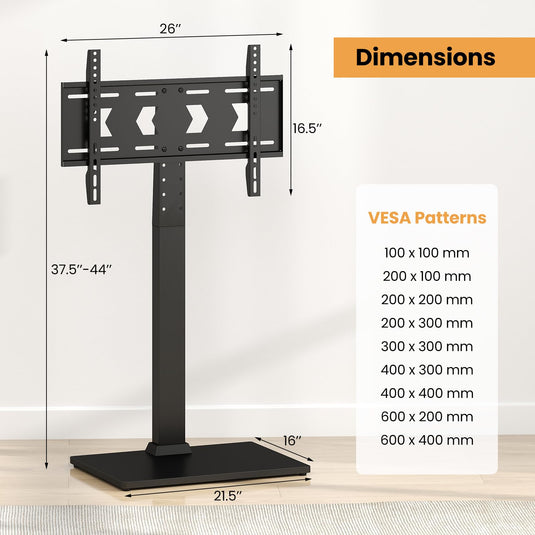 Goplus Universal TV Stand Table Top for 32-70 Inch TVs up to 110 lbs, Height Adjustable TV Mount Stand/Base with AV Shelf