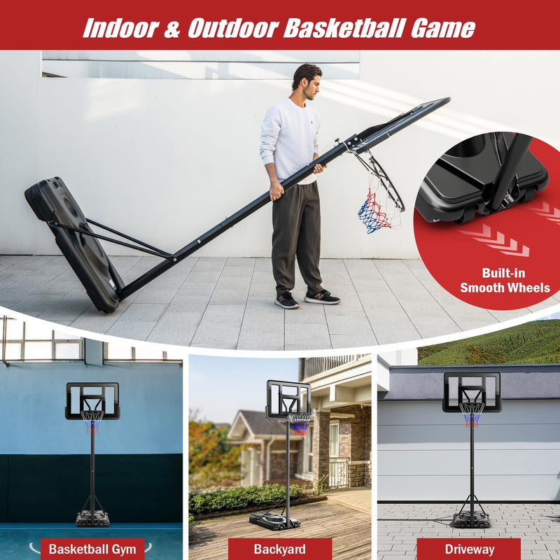 Load image into Gallery viewer, Goplus Portable Basketball Hoop, 10FT Height Adjustable Basketball Goal w/44‘’ Shatterproof Backboard
