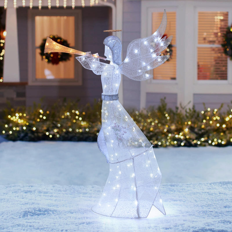 Load image into Gallery viewer, Goplus 5 FT Lighted Trumpeting Angel, Light-up Christmas Angel with LED Lights
