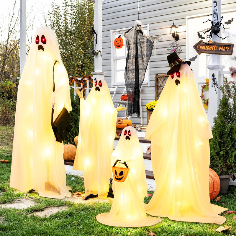 Load image into Gallery viewer, Goplus Halloween Light Up Family Ghosts, 4 PCS LED Glowing Halloween Ghosts
