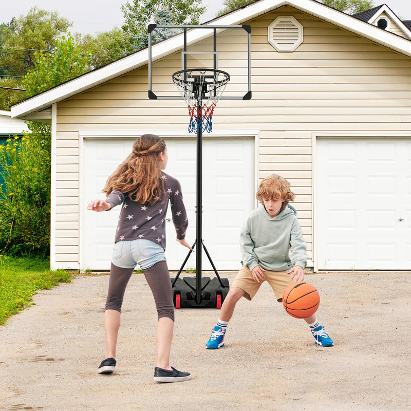 Load image into Gallery viewer, Goplus Portable Basketball Hoop Outdoor, 5.9FT-6.9FT Height Adjustable Basketball Goal System w/Fillable Base
