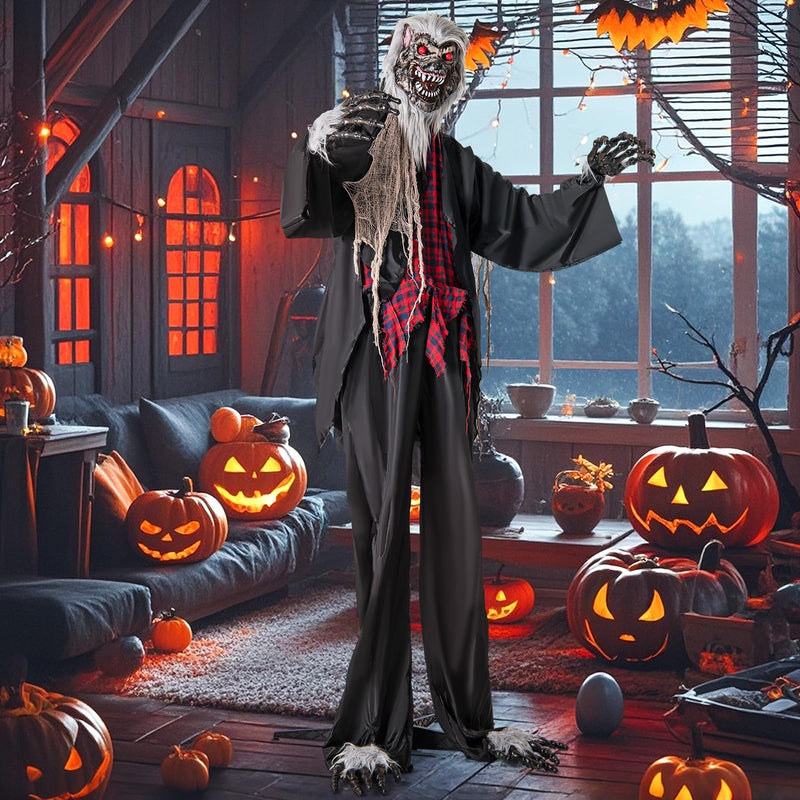 Load image into Gallery viewer, Goplus 8.2 Ft Halloween Animatronics, Sound-Activated Werewolf with Light-up Eyes &amp; Scary Sounds
