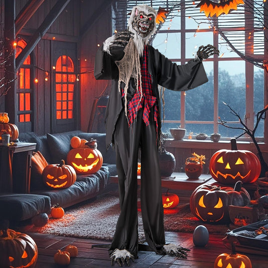 Goplus 8.2 Ft Halloween Animatronics, Sound-Activated Werewolf with Light-up Eyes & Scary Sounds