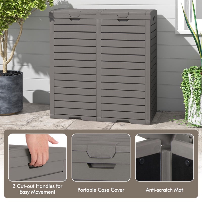 Load image into Gallery viewer, Goplus 62 Gallon Outdoor Trash Can, Waterproof Double Bucket Waste Bin w/Tiered Lid
