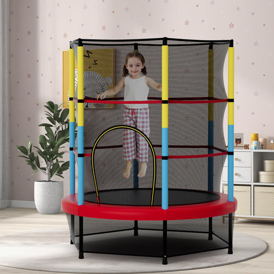 Goplus 55” Trampoline for Kids, ASTM Approved Toddler Trampoline with Safety Enclosure Net