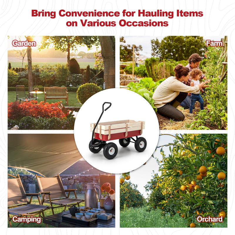 Load image into Gallery viewer, Goplus Garden Cart with Wood Railing
