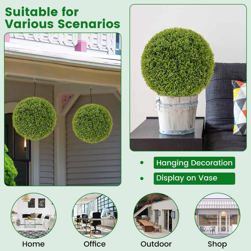 Load image into Gallery viewer, Goplus 2 PCS 20 Inch Artificial Plant Topiary Ball, Round Faux Boxwood Balls Outdoor with Sun-Protective PE Leaves
