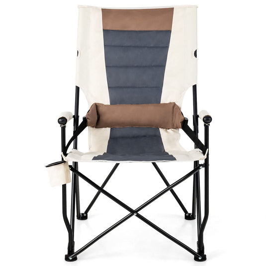 Goplus Camping Chairs, Portable Lumbar Back Beach Chair, Folding Chair for Outside, Fishing, Hiking, Picnic