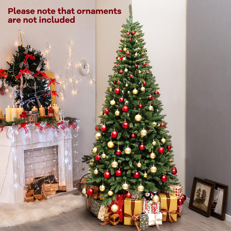 Load image into Gallery viewer, Goplus 8 FT 270° Pre-Lit Corner Christmas Tree for Wall, Artificial Hinged Xmas Tree with 360 Warm White LED Lights
