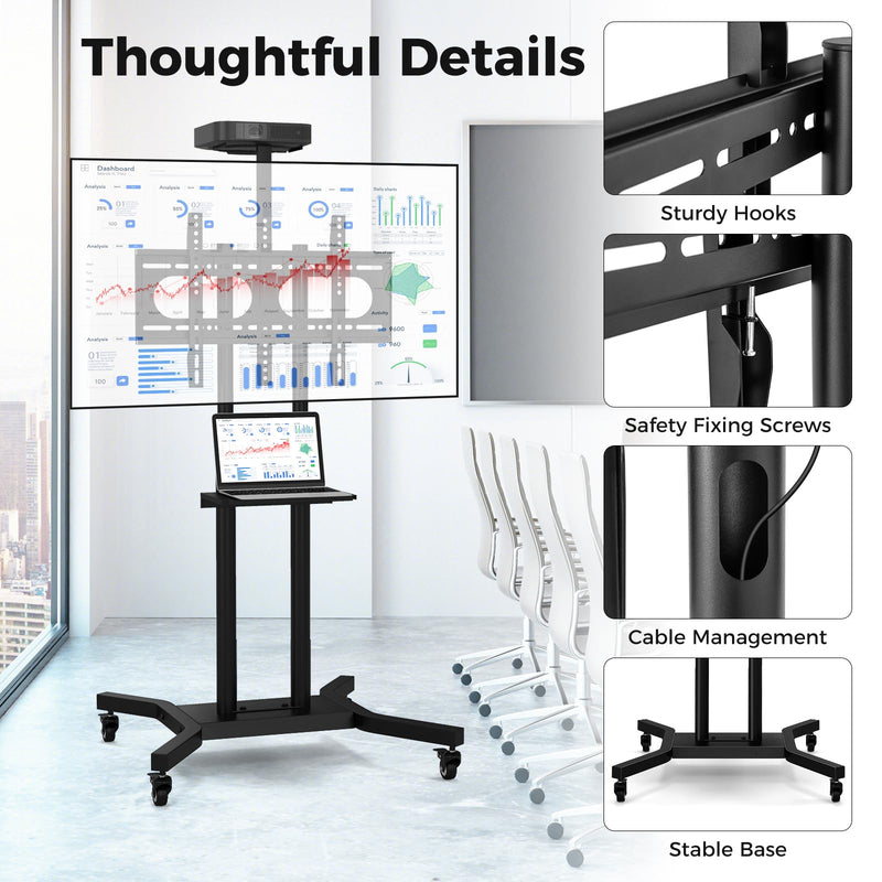 Load image into Gallery viewer, Goplus Rolling TV Stand for 32-70 Inch Flat/Curved TVs up to 110 lbs, Max VESA 600 X 400 mm
