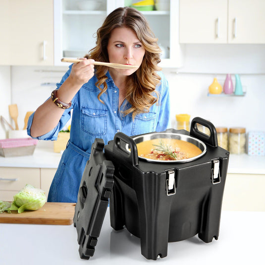 Goplus Portable Insulated Food Carrier, 32 QT Stackable Food Warmer with Stainless Steel Barrel