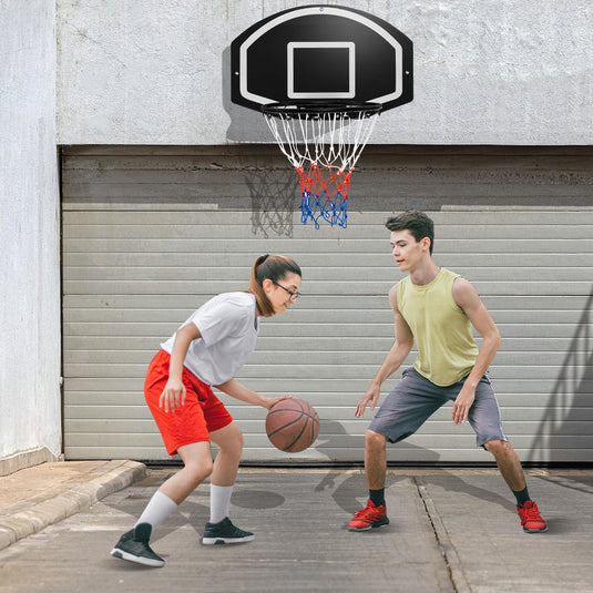 Goplus Wall Mount Basketball Hoop, 28.5¡¯¡¯ x 18¡¯¡¯ Large Backboard with 17¡¯¡¯ Rim, Shatter-Proof Backboard