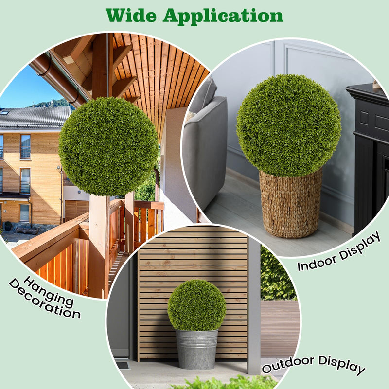 Load image into Gallery viewer, Goplus 2 PCS 20 Inch Artificial Plant Topiary Ball, Round Faux Boxwood Balls Outdoor with Mimic Fluffy Leaves
