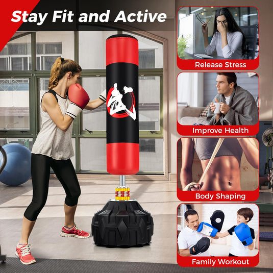 Goplus Freestanding Punching Bag, 70" Heavy Boxing Bag w/Fillable Base