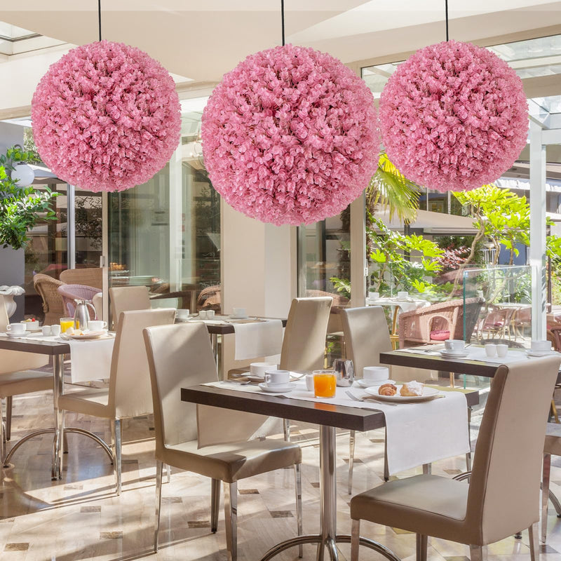 Load image into Gallery viewer, Goplus 17.5 Inch Topiary Balls Artificial Outdoor Set of 2, Faux Pink Eucalyptus Decorative Balls
