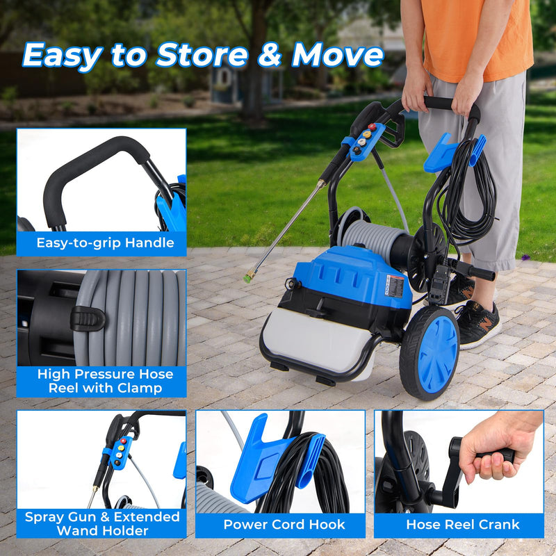 Load image into Gallery viewer, Goplus Electric Pressure Washer, 2300 PSI 1.8 GPM High Pressure Power Washer w/Wheels, 5 Quick Connect Nozzles
