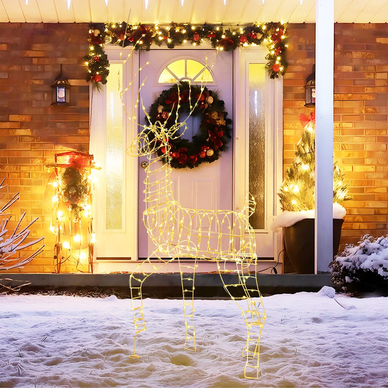 Load image into Gallery viewer, Goplus Christmas Lighted Reindeer, 6 ft 3D Festive Buck with 300 Warm White LED Lights
