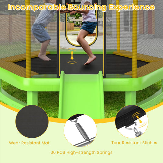 Goplus 7 FT Kids Trampoline with Slide, 87" ASTM Approved Recreational Trampoline