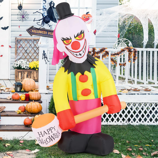 Goplus 8 Ft Halloween Inflatables, Giant Blow up Halloween Clown Decorations with Moving Head