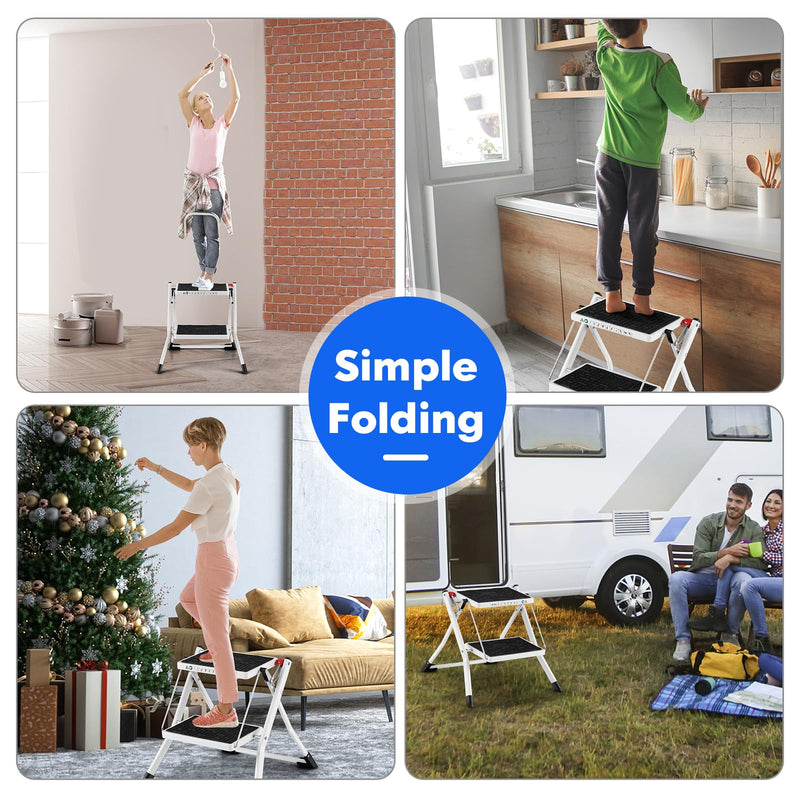 Load image into Gallery viewer, Goplus 2 Step Ladder, Lightweight Folding Step Stool with Anti-Slip Pedals
