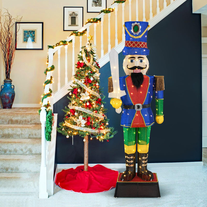 Load image into Gallery viewer, Goplus 6 FT Lighted Nutcracker with Sword, Life-Size Soldier Christmas Decoration with 110 LED Lights
