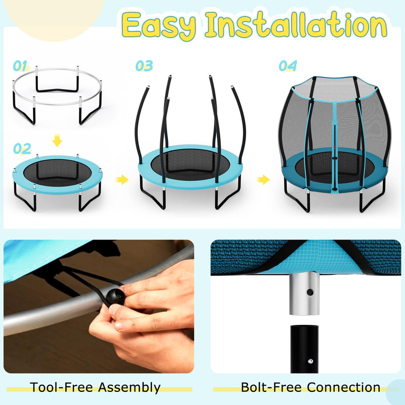 Load image into Gallery viewer, Goplus 55&quot; Trampoline for Kids, ASTM Approved Toddler Mini Trampoline w/Safety Enclosure Net
