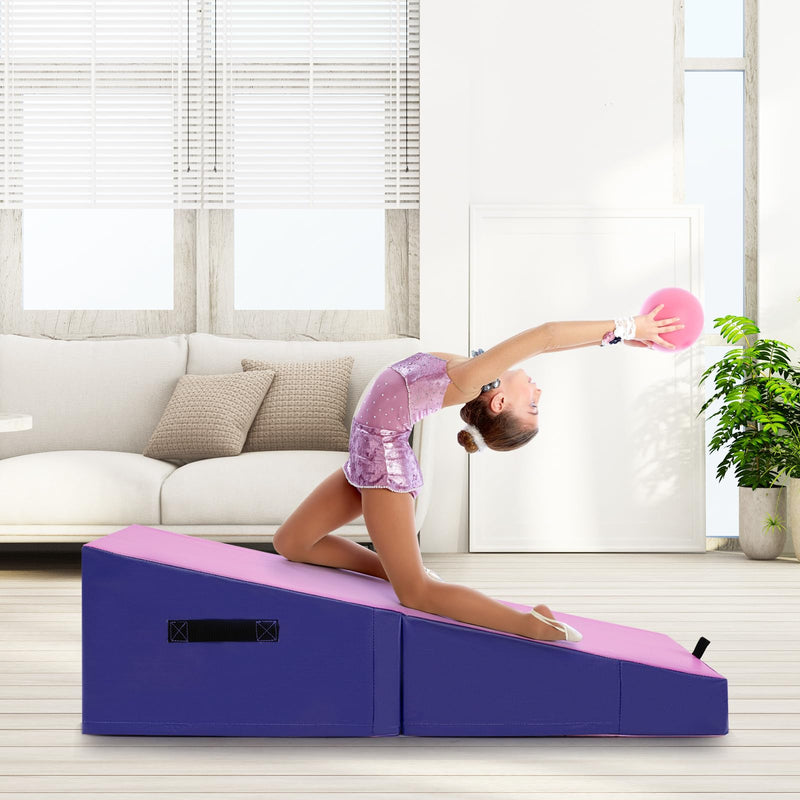 Load image into Gallery viewer, Goplus Gymnastics Mat, Folding Incline Yoga Mat with EPE Foam, Non-slip PVC Leather, Carrying Handle
