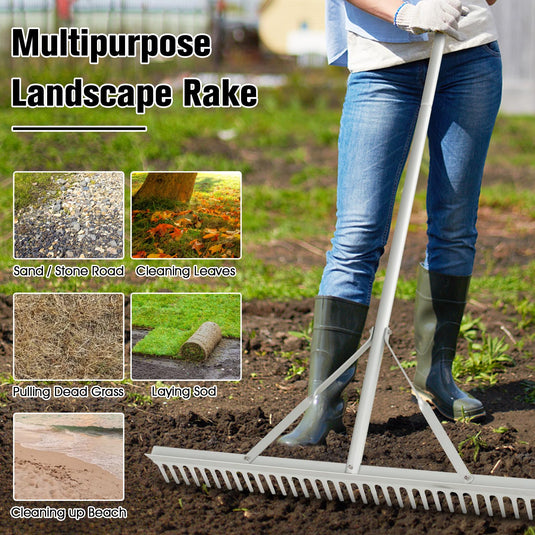 Shop Rake Head Goplus Landscape Rake 36 Inch, Aluminum Rake Head w/36 Tines and 68
