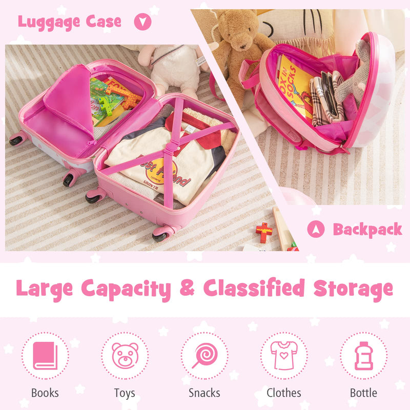 Load image into Gallery viewer, Goplus 2PC Kids Luggage, 12&quot; &amp; 16&quot; Kids Carry On Luggage Set, Lightweight Spinner Suitcases
