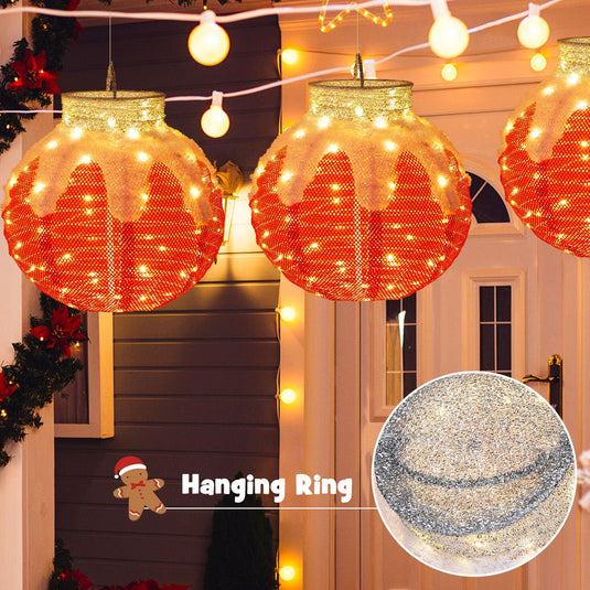 Goplus Indoor Outdoor Christmas Decoration, Pop-Up Christmas Ball Ornament with 80 LED Lights and Timer,