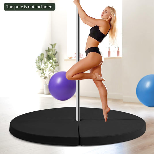 Goplus Pole Dance Crash Mat, Round Portable Yoga Mat with EPE Foam, Safety Dancing Cushion Specialized Fall Safety Padding