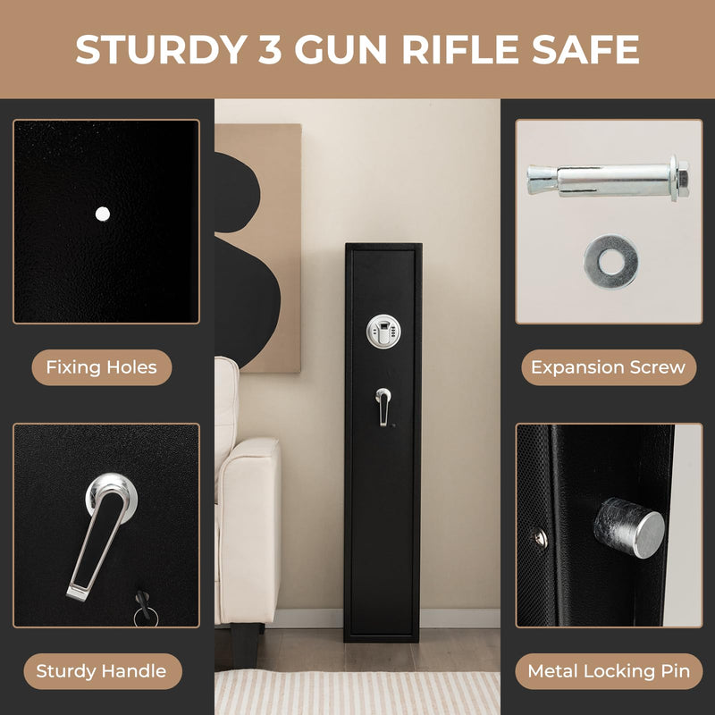 Load image into Gallery viewer, Goplus Gun Safe, Biometric Fingerprint 3-Gun Rifle Safe w/Pistol Pockets
