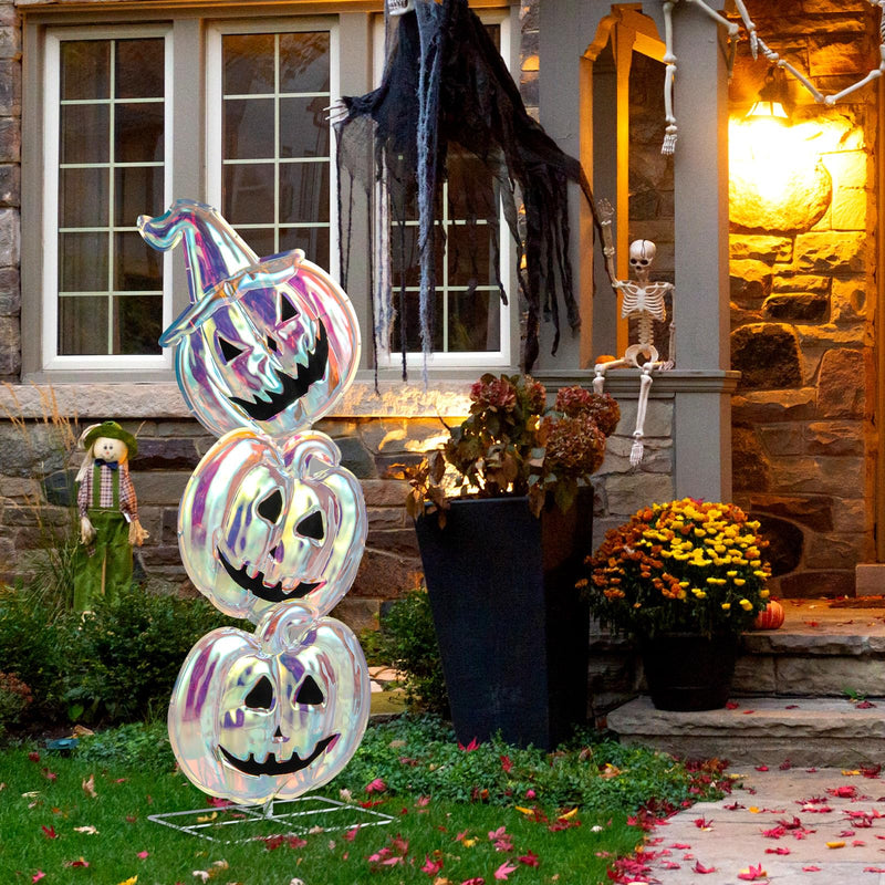 Load image into Gallery viewer, Goplus 3.4 Ft Halloween Decorations, Light up Stacked Pumpkins with 150 LED Lights
